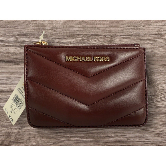 Michael Kors Jet Set Travel Small Coin Pouch ID Holder Wallet Oxblood NWT - Picture 1 of 7